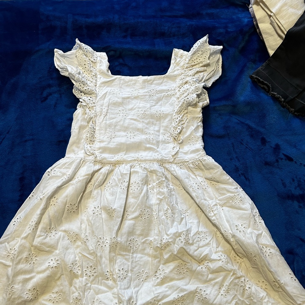 Zara White Eyelet Dress with Ruffled Sleeves
